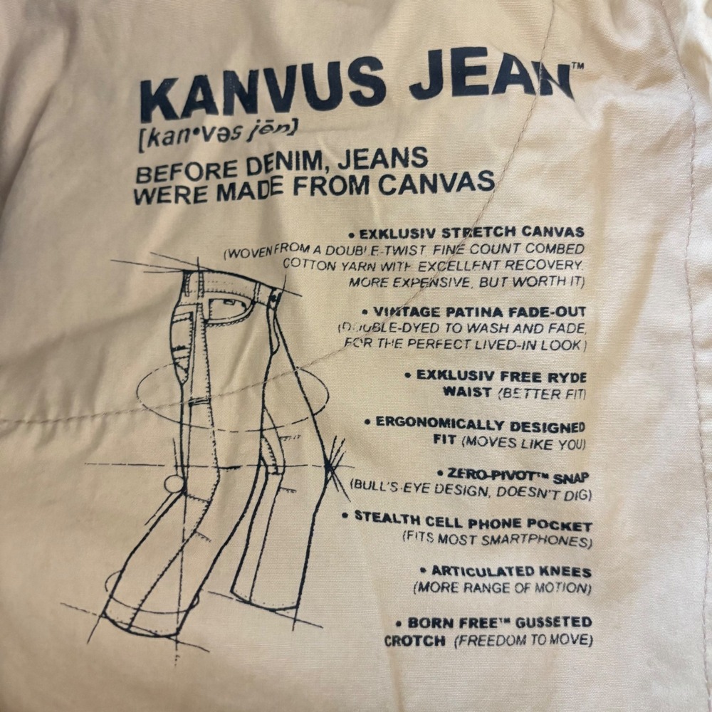 Kuhl Kanvus Jeans Mens 36x31 Khaki Brown Canvas Gorpcore Outdoor - Picture 9 of 11